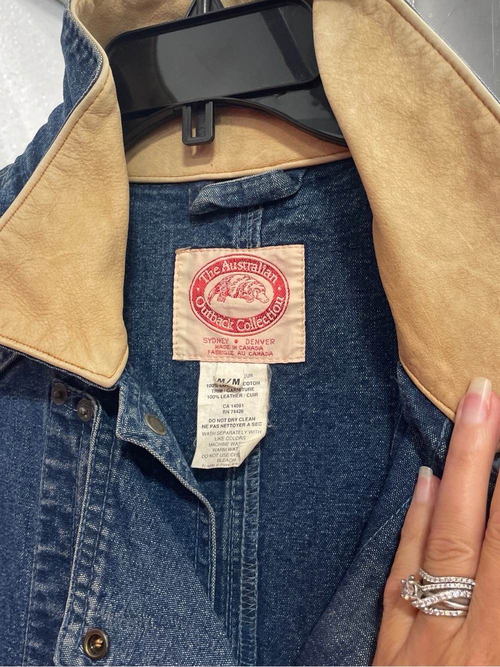 Vintage The Australian Outback Collection Denim Dustin Coat Leather Collar Long